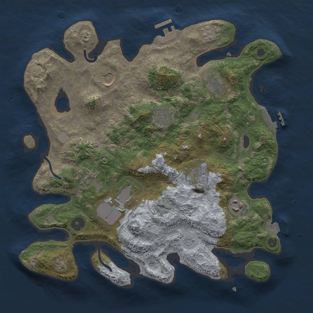 Rust Map: Procedural Map, Size: 3500, Seed: 282385839, 16 Monuments