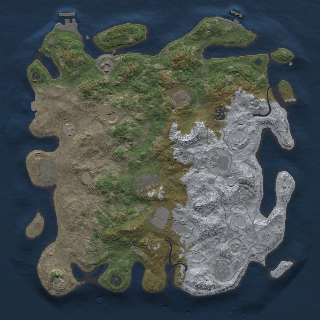 Rust Map: Procedural Map, Size: 4000, Seed: 1921302195, 17 Monuments