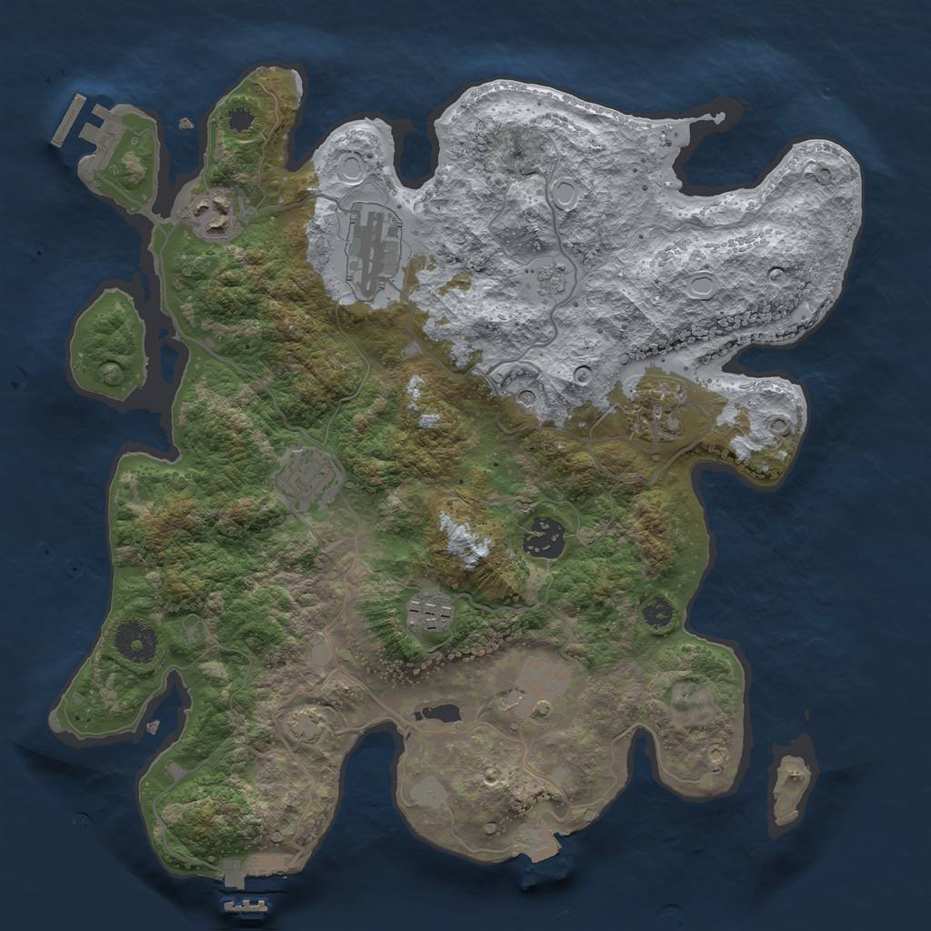 Rust Map: Procedural Map, Size: 3300, Seed: 1689764413, 15 Monuments