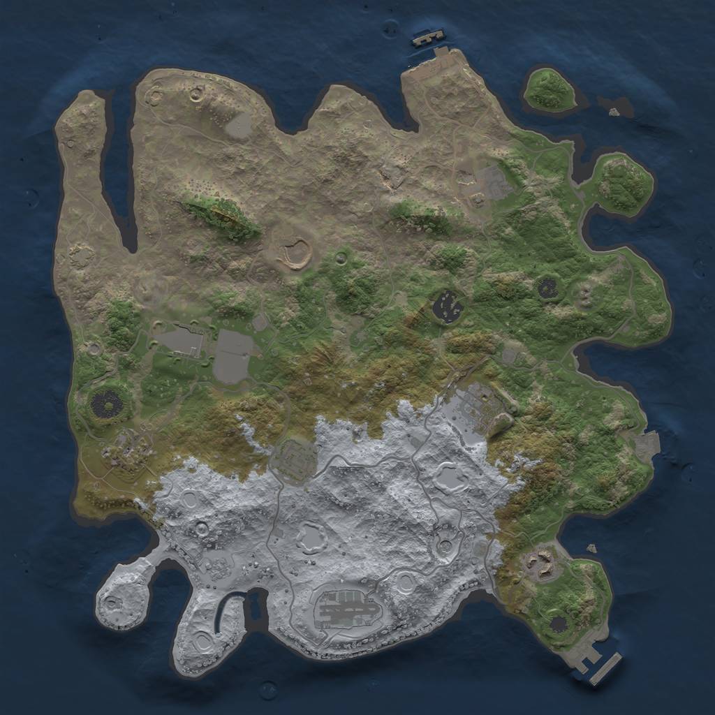 Rust Map: Procedural Map, Size: 3600, Seed: 994607480, 17 Monuments