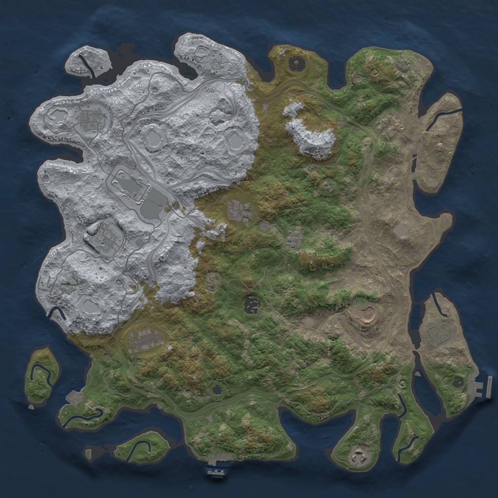 Rust Map: Procedural Map, Size: 4500, Seed: 83746523, 19 Monuments