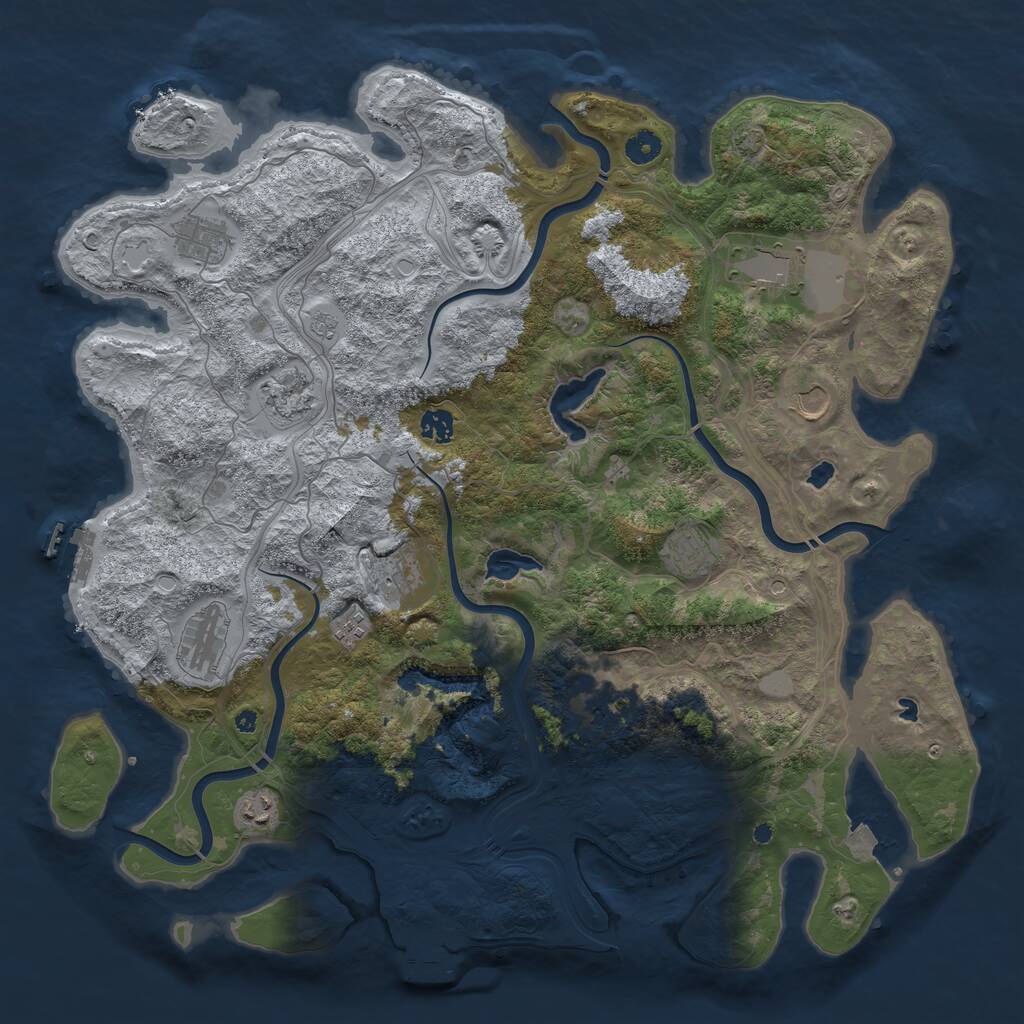 Rust Map: Procedural Map, Size: 4500, Seed: 83746523, 17 Monuments