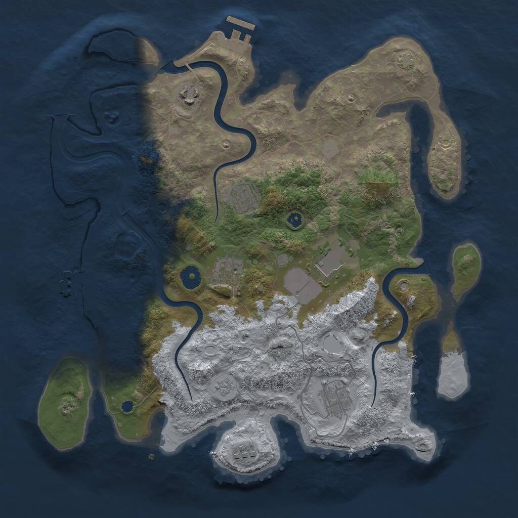 Rust Map: Procedural Map, Size: 3600, Seed: 990303, 12 Monuments