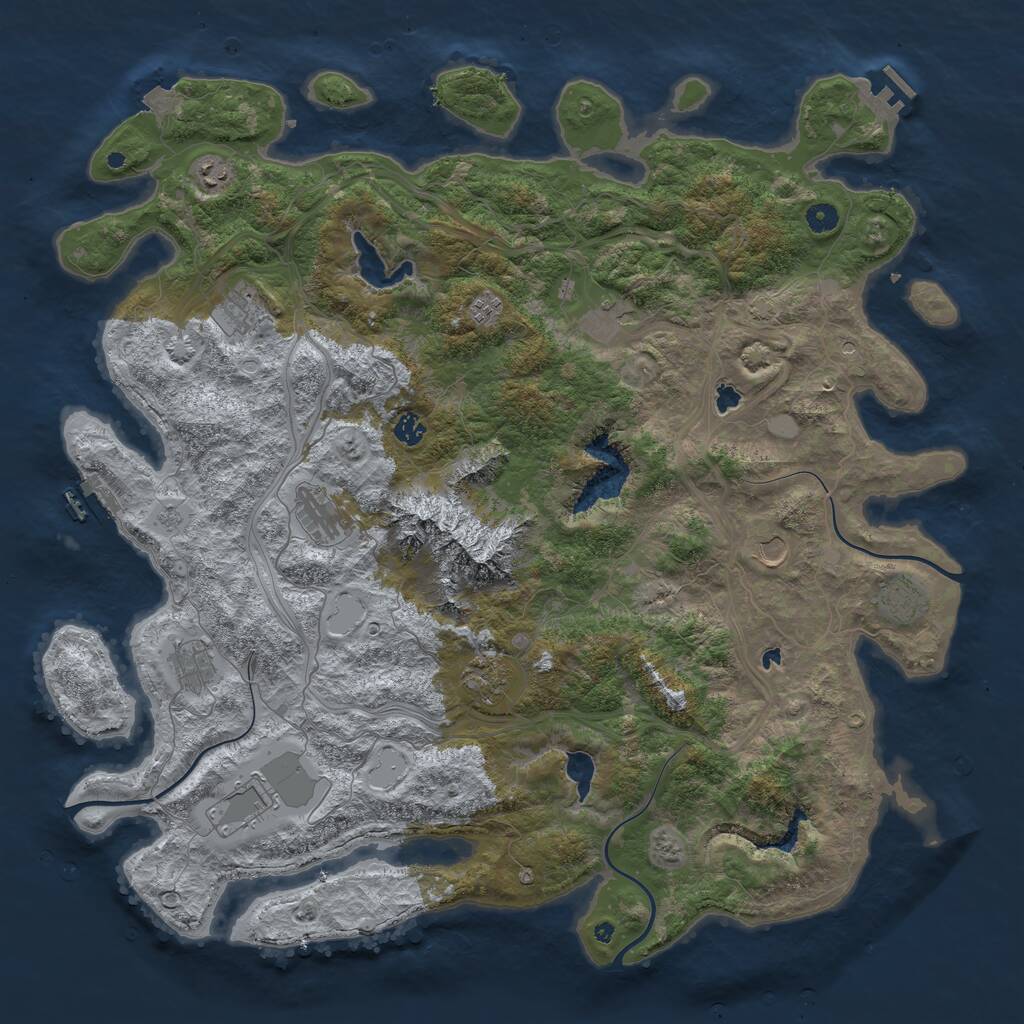 Rust Map: Procedural Map, Size: 5000, Seed: 1995415629, 17 Monuments