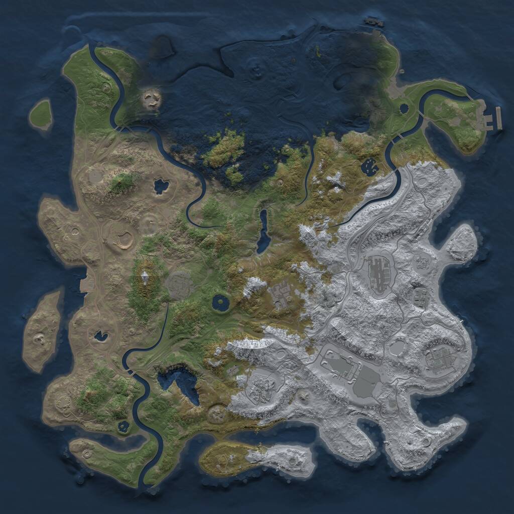 Rust Map: Procedural Map, Size: 4500, Seed: 1305289501, 16 Monuments