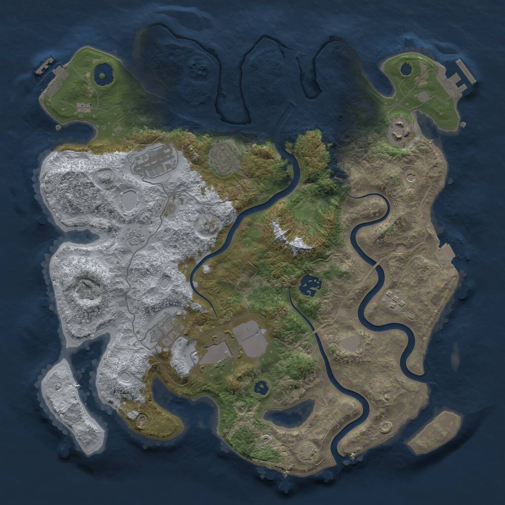 Rust Map: Procedural Map, Size: 3550, Seed: 99539401, 13 Monuments