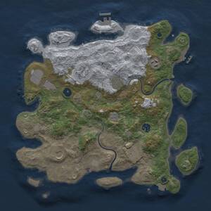 Thumbnail Rust Map: Procedural Map, Size: 3750, Seed: 338023, 14 Monuments