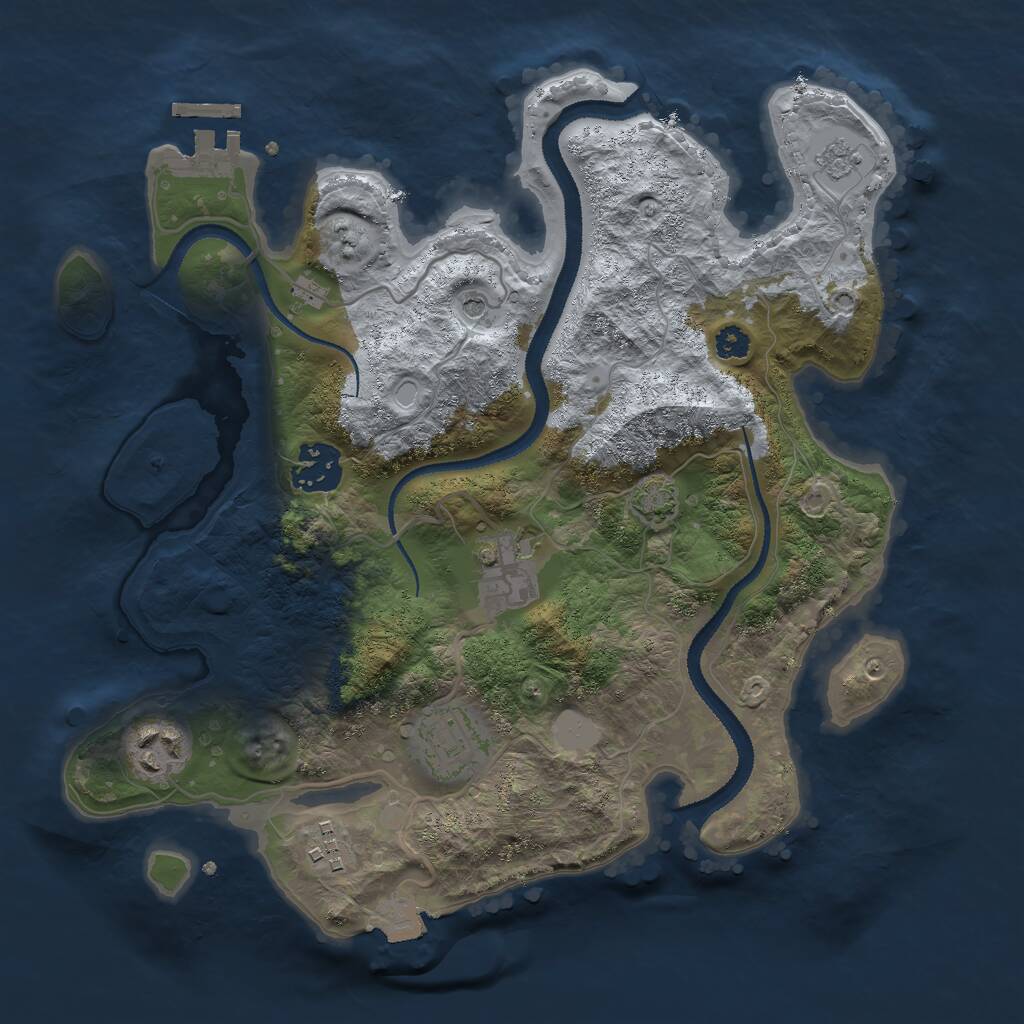 Rust Map: Procedural Map, Size: 3000, Seed: 10625, 10 Monuments
