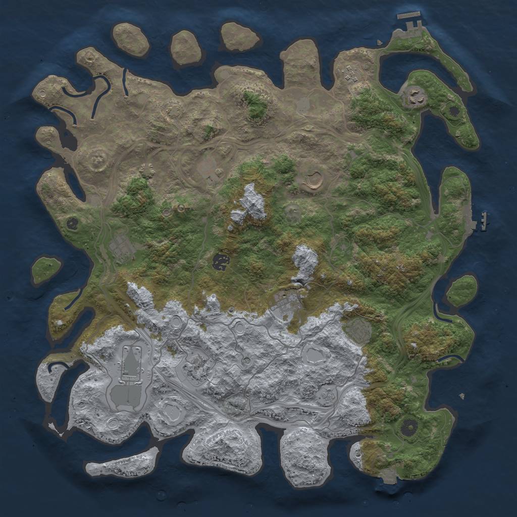 Rust Map: Procedural Map, Size: 4500, Seed: 482437214, 18 Monuments