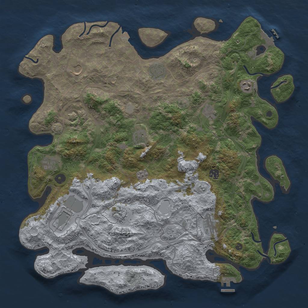 Rust Map: Procedural Map, Size: 4500, Seed: 1355768102, 19 Monuments