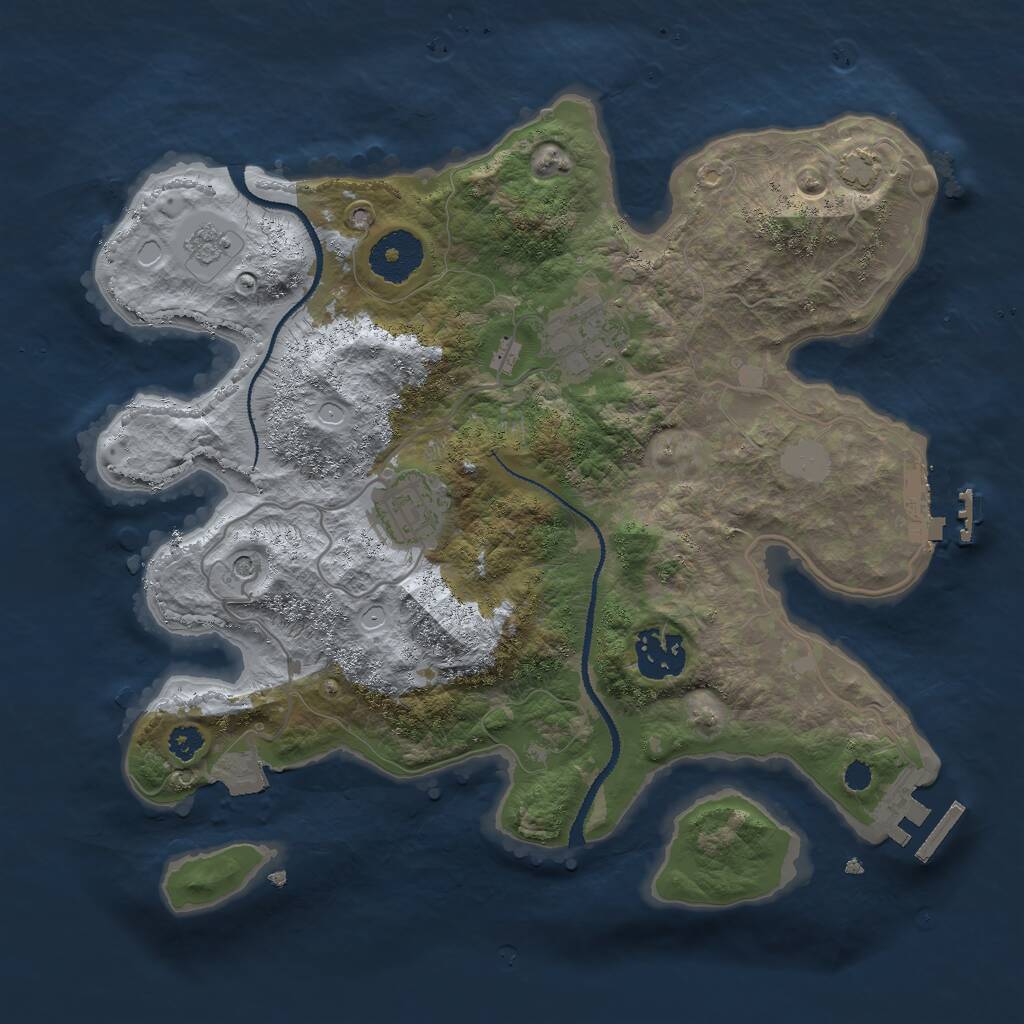 Rust Map: Procedural Map, Size: 3000, Seed: 8665, 9 Monuments
