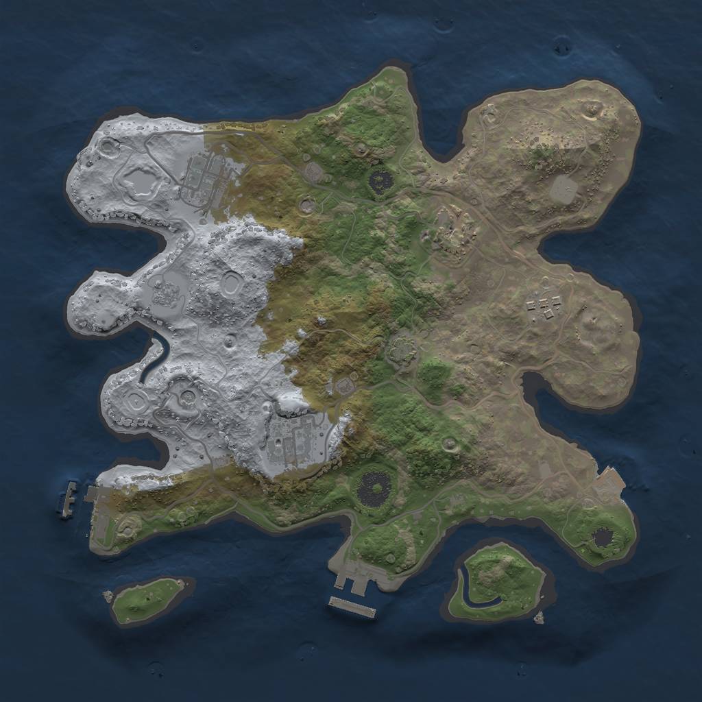 Rust Map: Procedural Map, Size: 3000, Seed: 8665, 12 Monuments