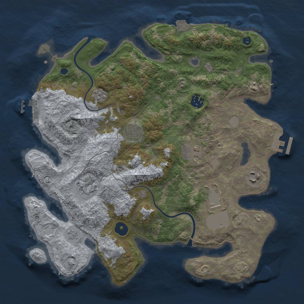 Rust Map: Procedural Map, Size: 3500, Seed: 461698094, 13 Monuments