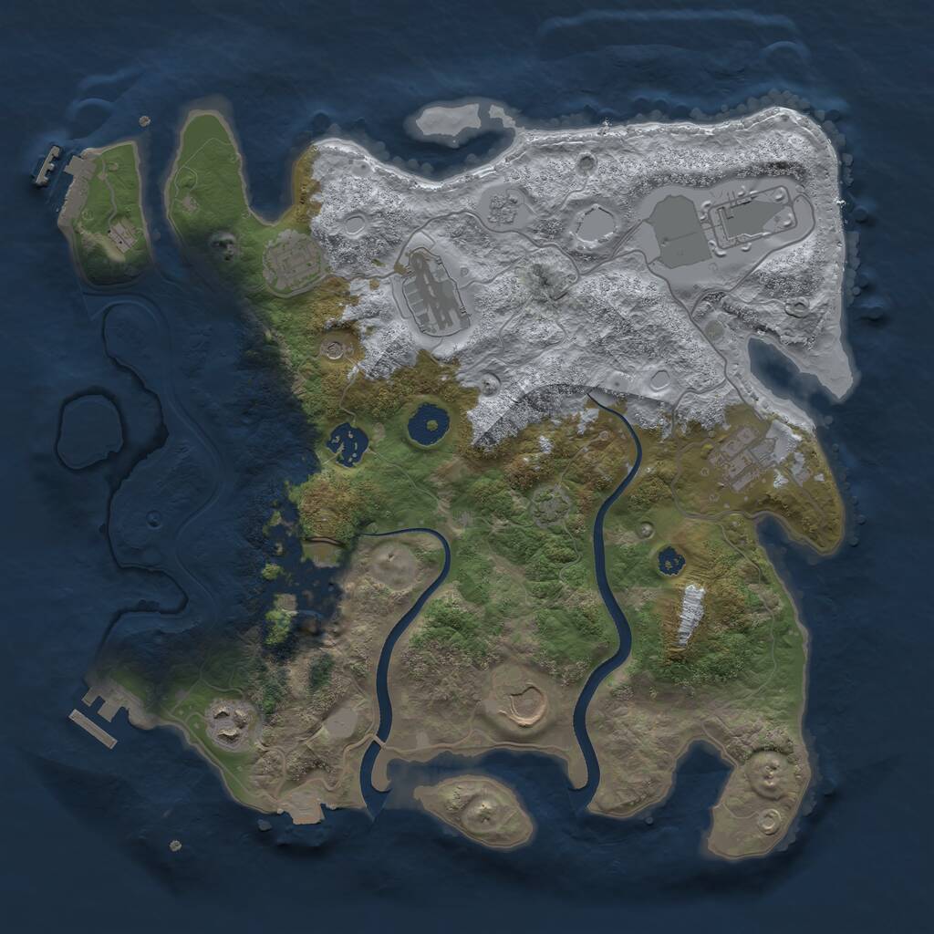 Rust Map: Procedural Map, Size: 3500, Seed: 24487, 14 Monuments