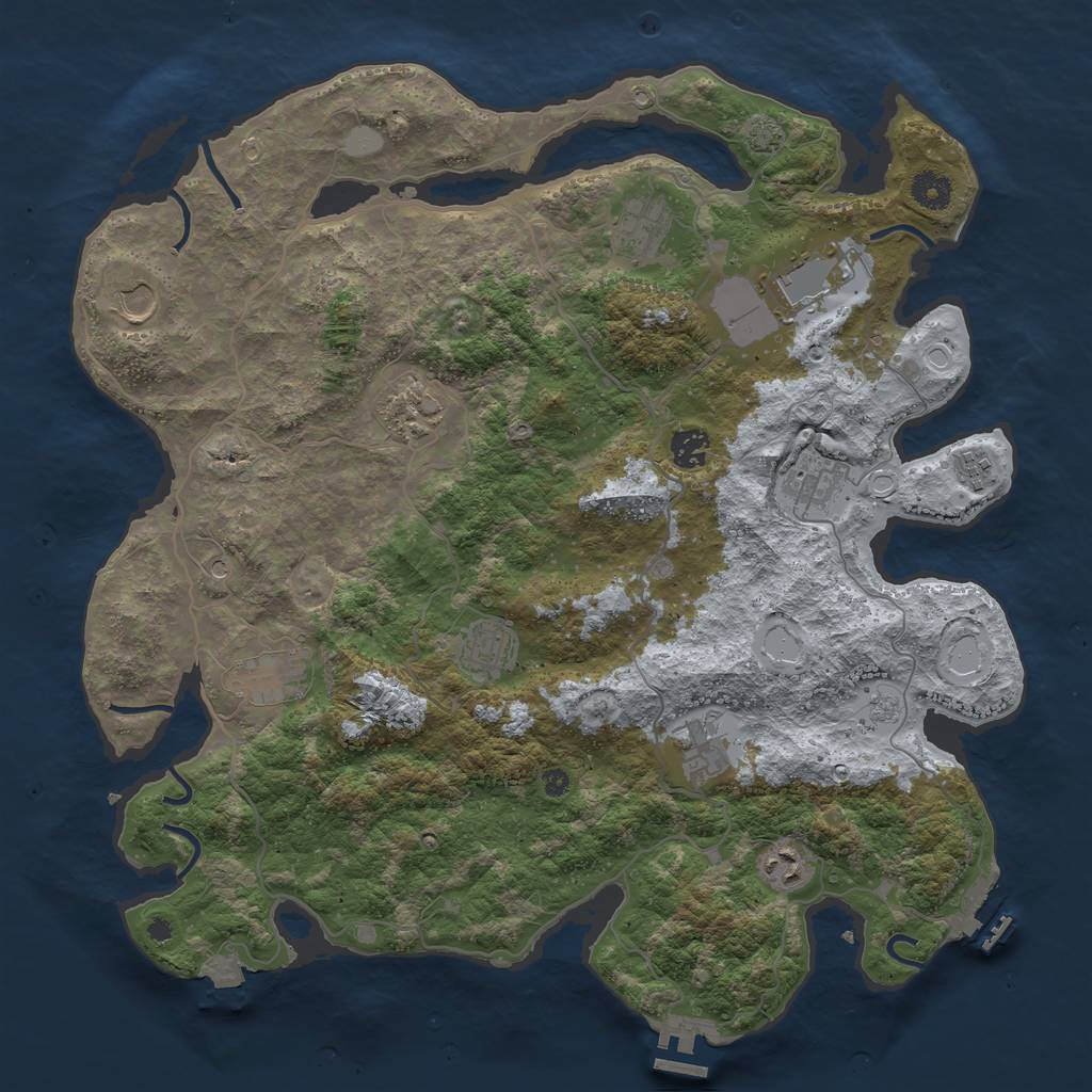 Rust Map: Procedural Map, Size: 4096, Seed: 1370179450, 19 Monuments