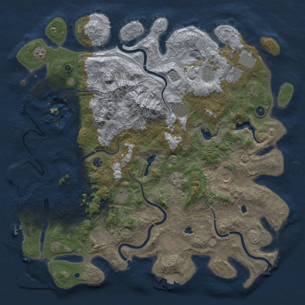 Rust Map: Procedural Map, Size: 5000, Seed: 857019497, 17 Monuments