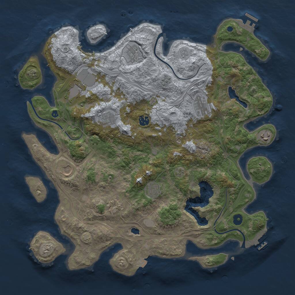 Rust Map: Procedural Map, Size: 4250, Seed: 1361830056, 16 Monuments