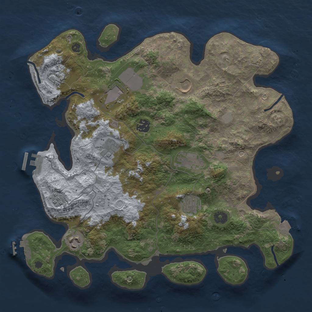 Rust Map: Procedural Map, Size: 3500, Seed: 751967512, 17 Monuments