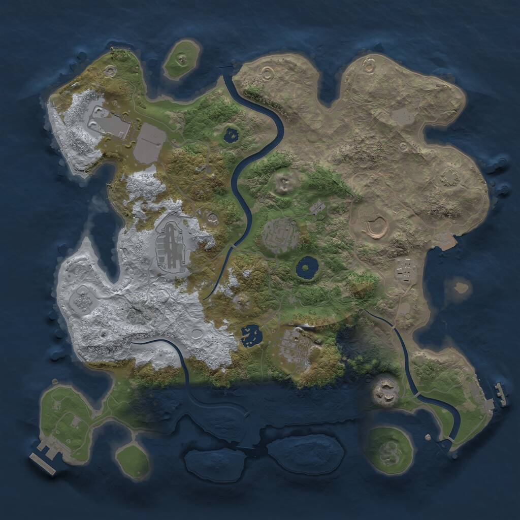 Rust Map: Procedural Map, Size: 3500, Seed: 751967512, 14 Monuments