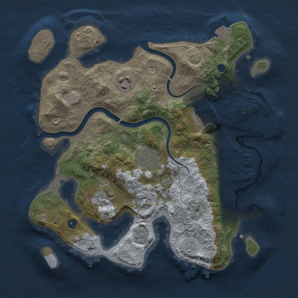 Rust Map: Procedural Map, Size: 3000, Seed: 48760, 10 Monuments