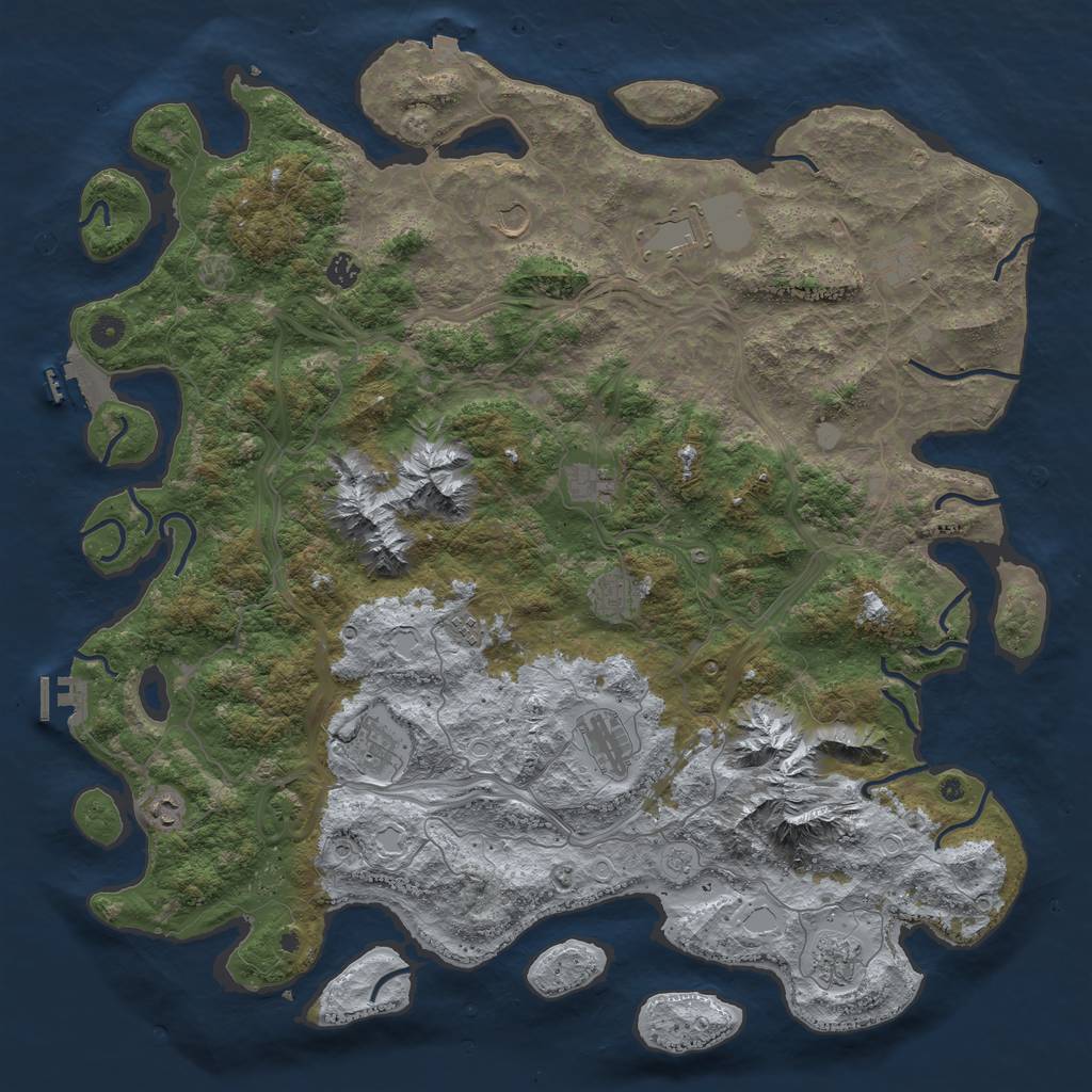 Rust Map: Procedural Map, Size: 5000, Seed: 283810291, 19 Monuments