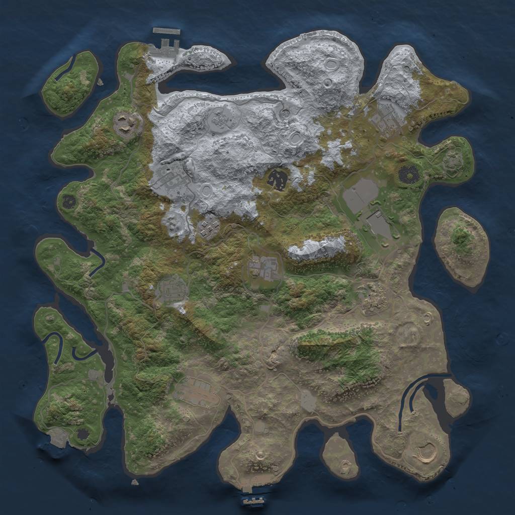 Rust Map: Procedural Map, Size: 3800, Seed: 1355015172, 19 Monuments