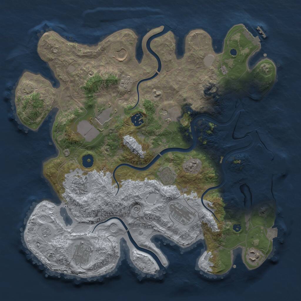 Rust Map: Procedural Map, Size: 3600, Seed: 44785376, 16 Monuments