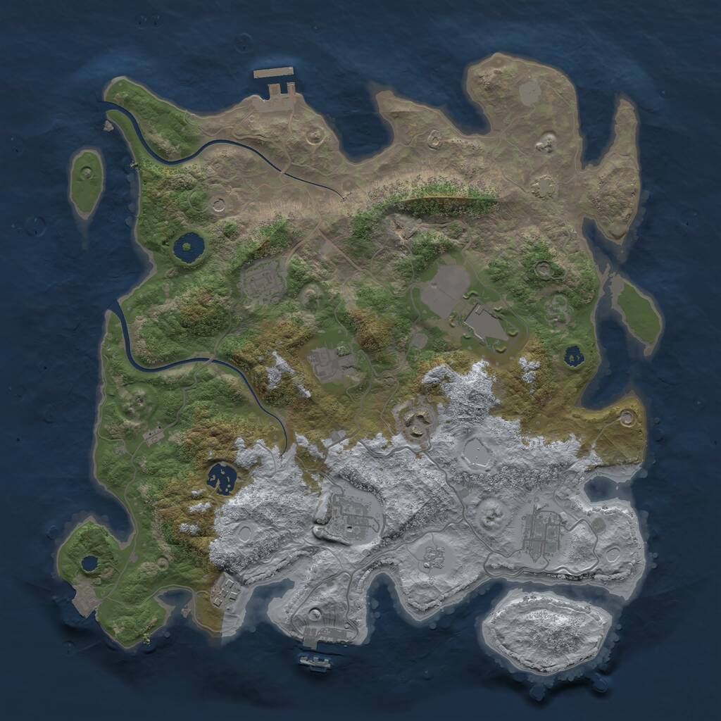 Rust Map: Procedural Map, Size: 3650, Seed: 294969076, 14 Monuments