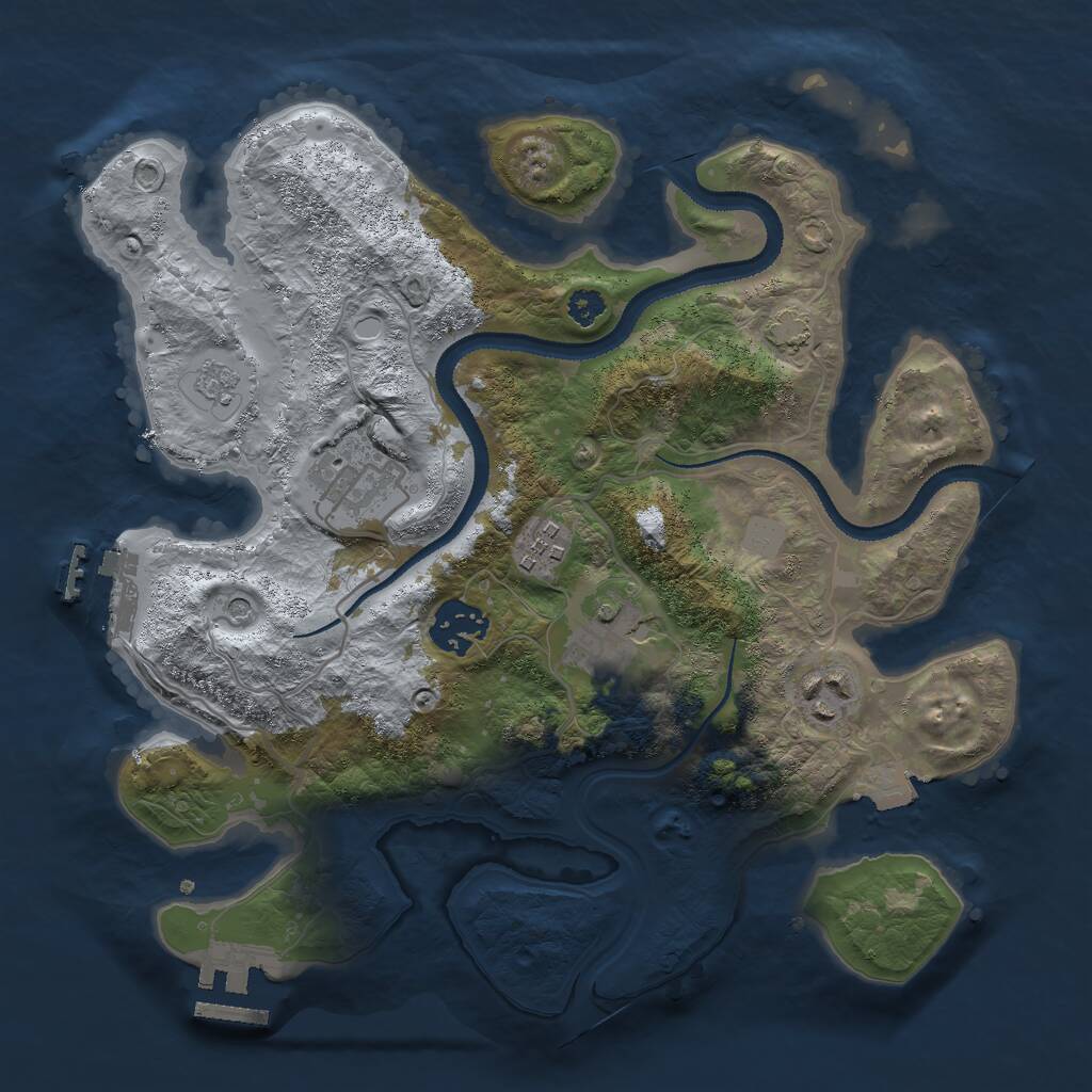 Rust Map: Procedural Map, Size: 3000, Seed: 190430655, 11 Monuments