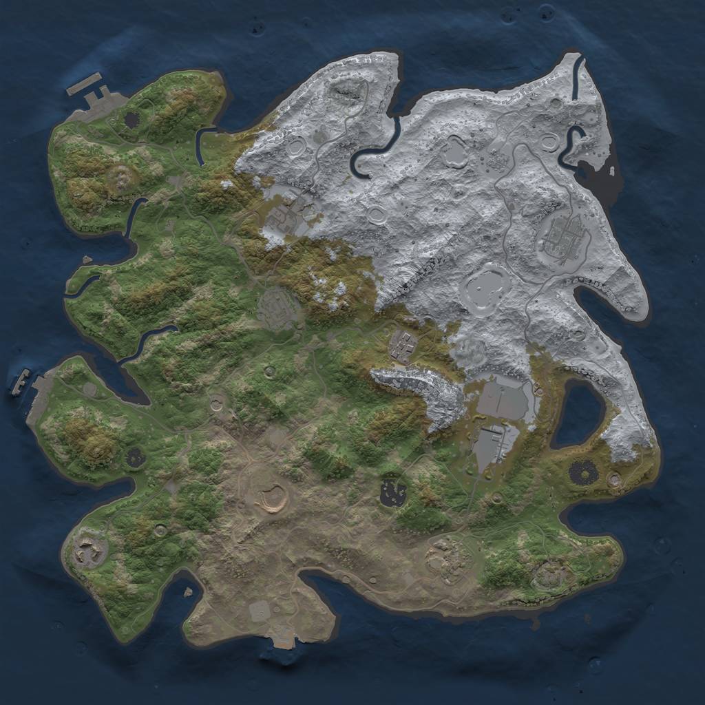Rust Map: Procedural Map, Size: 3800, Seed: 68148230, 17 Monuments