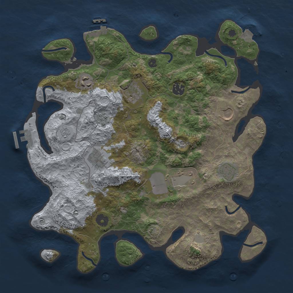 Rust Map: Procedural Map, Size: 3500, Seed: 3777120, 16 Monuments