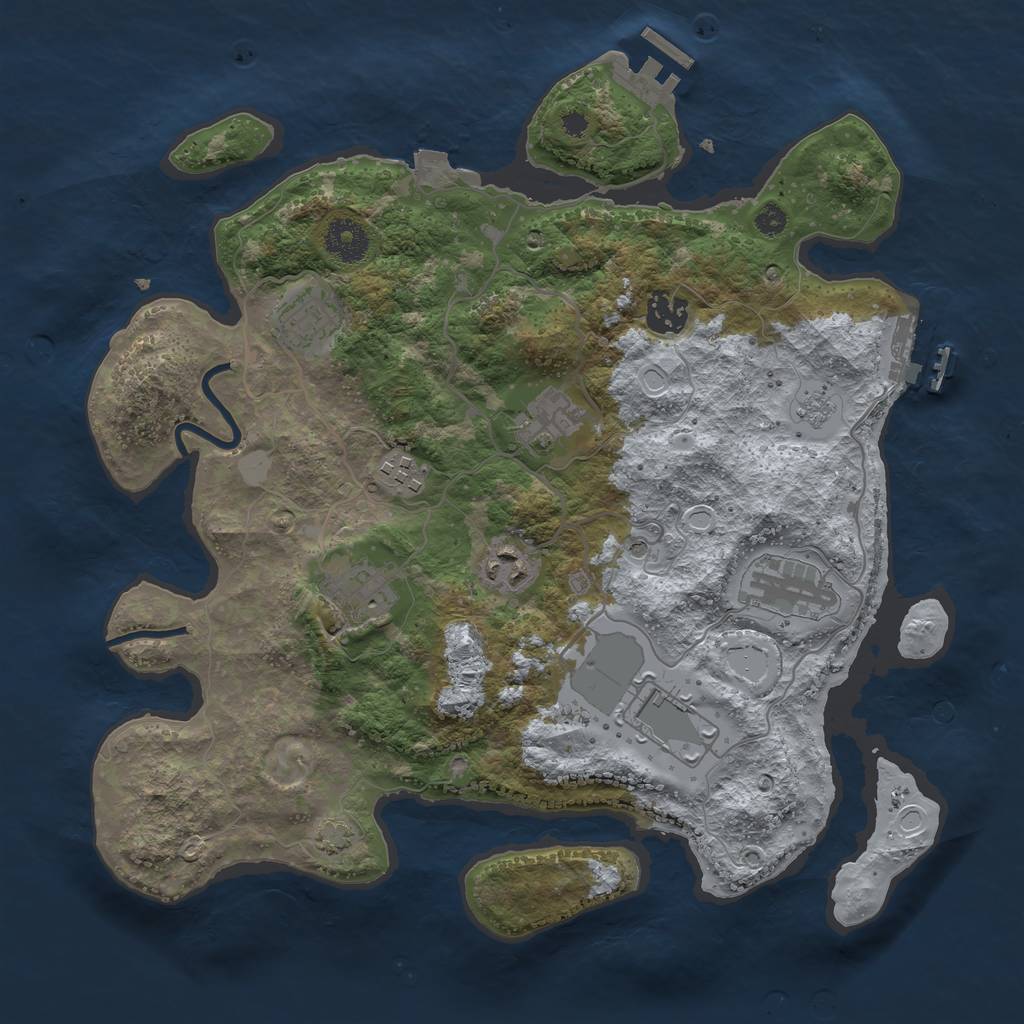 Rust Map: Procedural Map, Size: 3500, Seed: 232407077, 16 Monuments