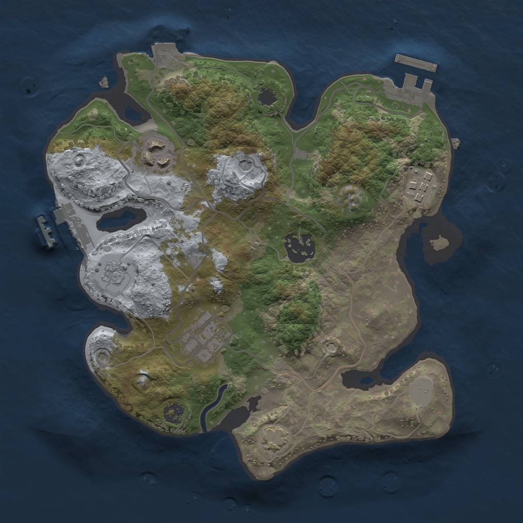 Rust Map: Procedural Map, Size: 2500, Seed: 545839801, 12 Monuments