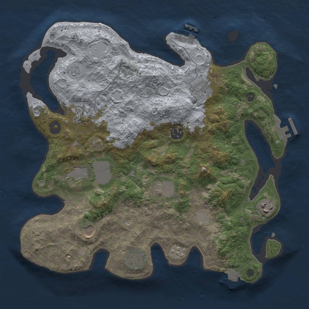 Rust Map: Procedural Map, Size: 3500, Seed: 2058389071, 17 Monuments