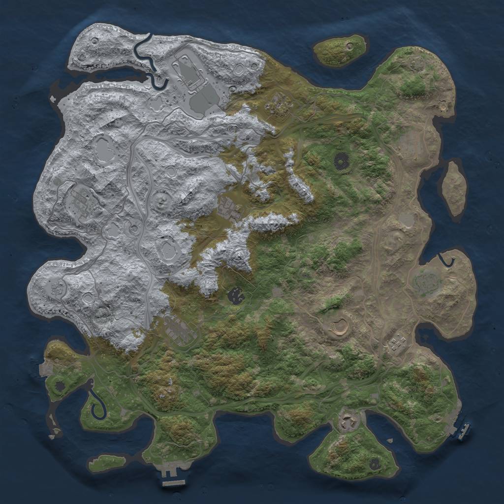 Rust Map: Procedural Map, Size: 4500, Seed: 643234, 19 Monuments