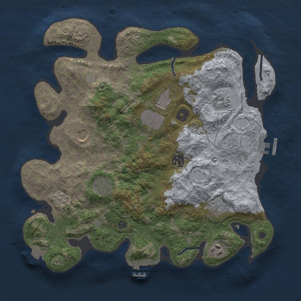 Rust Map: Procedural Map, Size: 3500, Seed: 1965240732, 16 Monuments