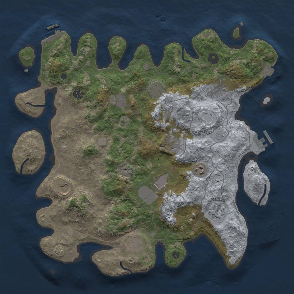 Rust Map: Procedural Map, Size: 4000, Seed: 1386875109, 19 Monuments