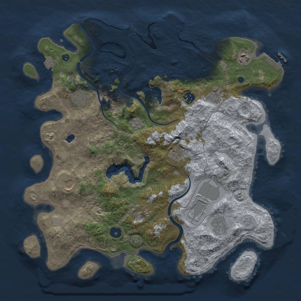 Rust Map: Procedural Map, Size: 4000, Seed: 173904695, 16 Monuments