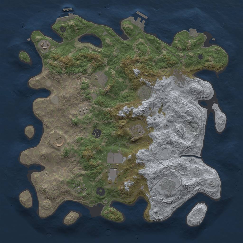 Rust Map: Procedural Map, Size: 4000, Seed: 173904695, 19 Monuments