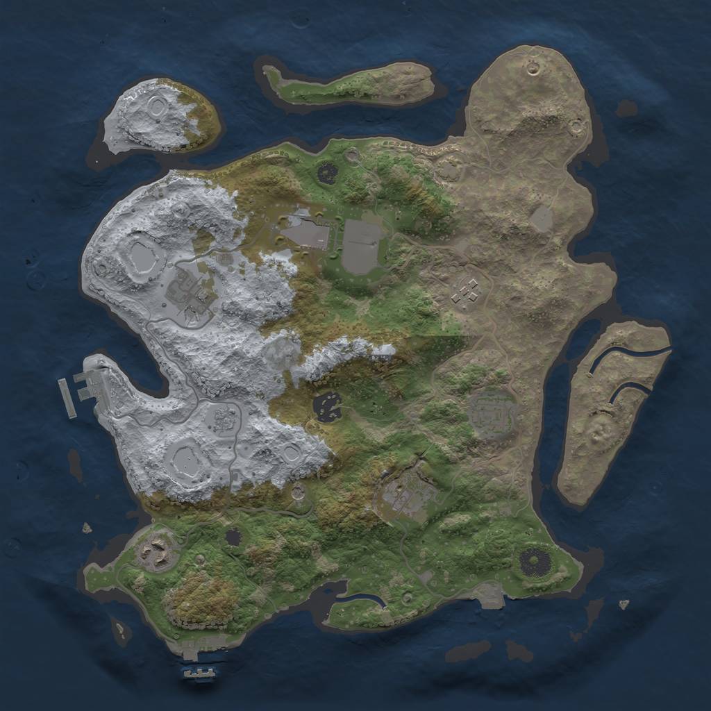 Rust Map: Procedural Map, Size: 3500, Seed: 2138798059, 15 Monuments