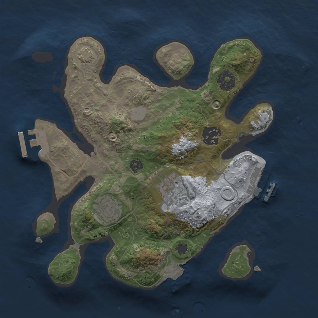 Rust Map: Procedural Map, Size: 2500, Seed: 371249659, 9 Monuments