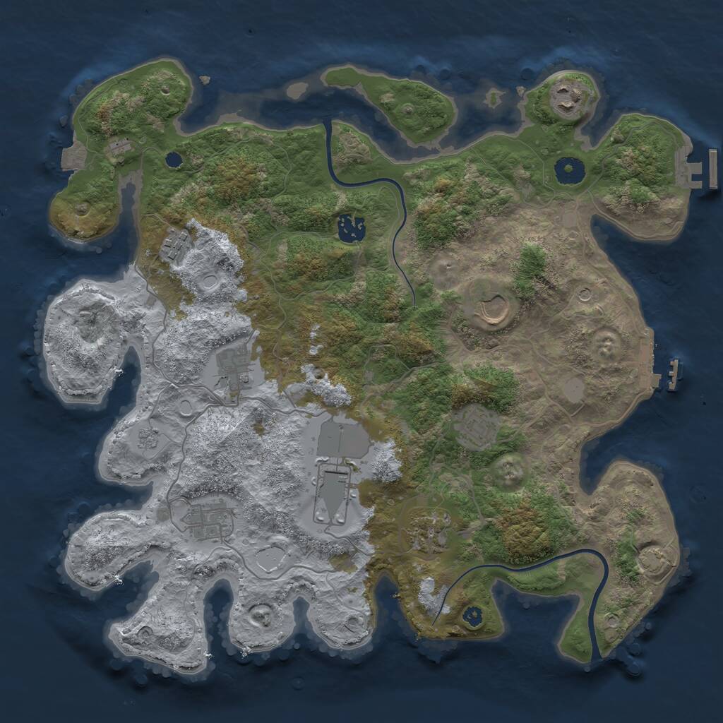 Rust Map: Procedural Map, Size: 3700, Seed: 641381515, 15 Monuments