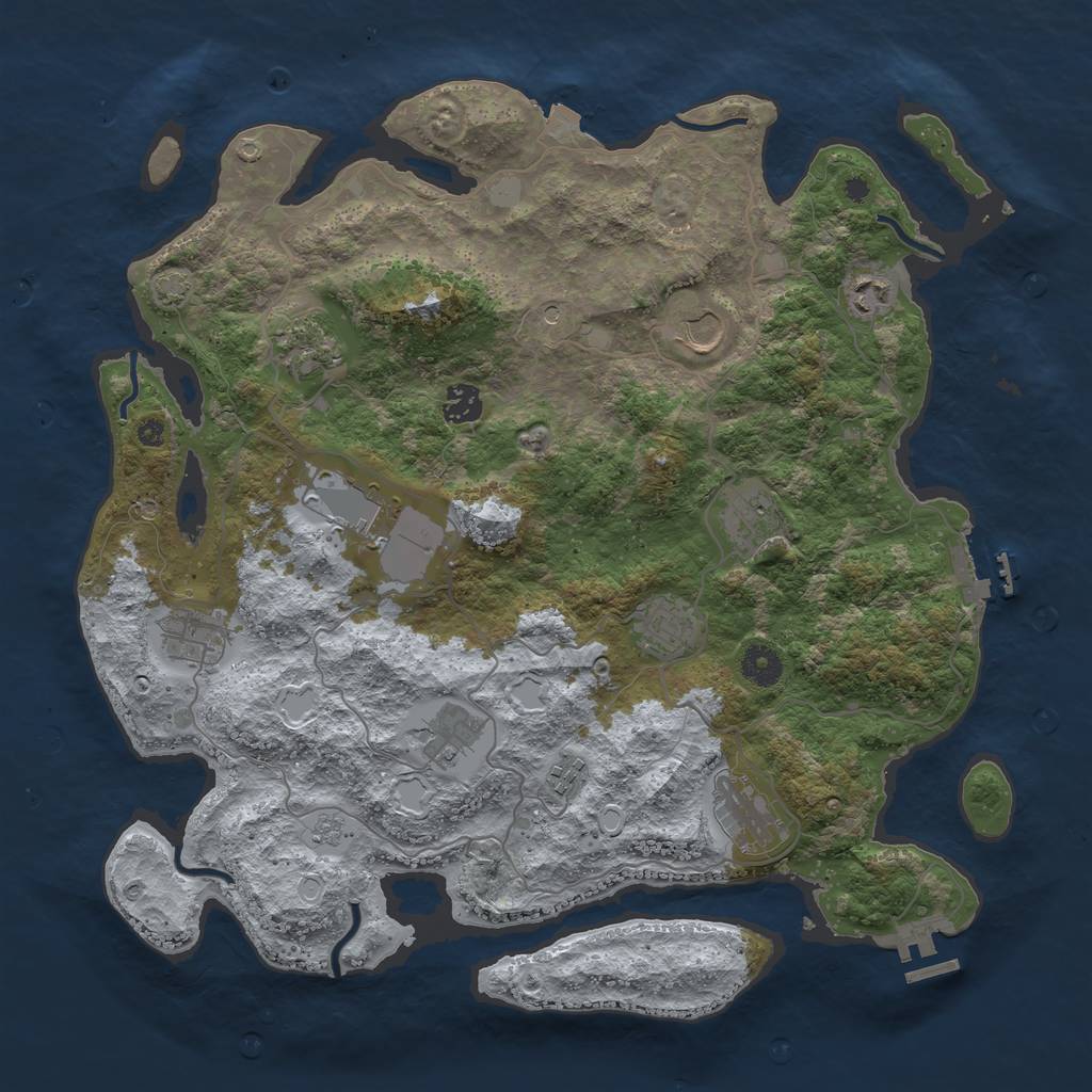 Rust Map: Procedural Map, Size: 4000, Seed: 9251653, 19 Monuments