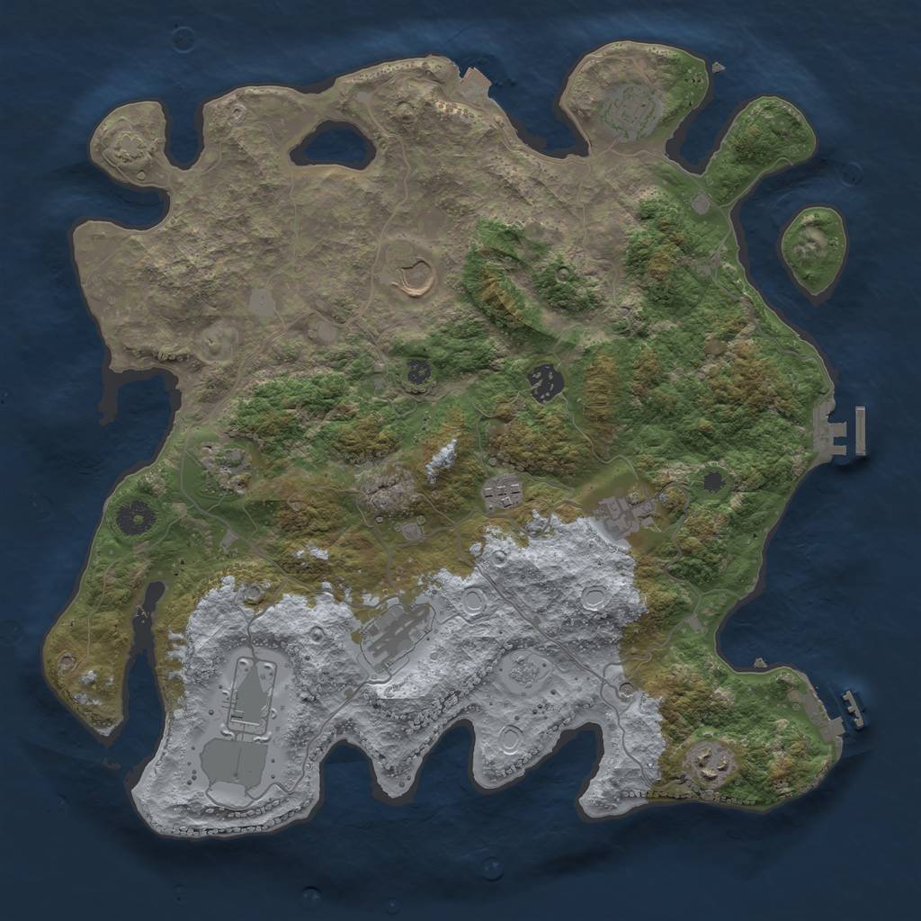 Rust Map: Procedural Map, Size: 3800, Seed: 182208216, 17 Monuments