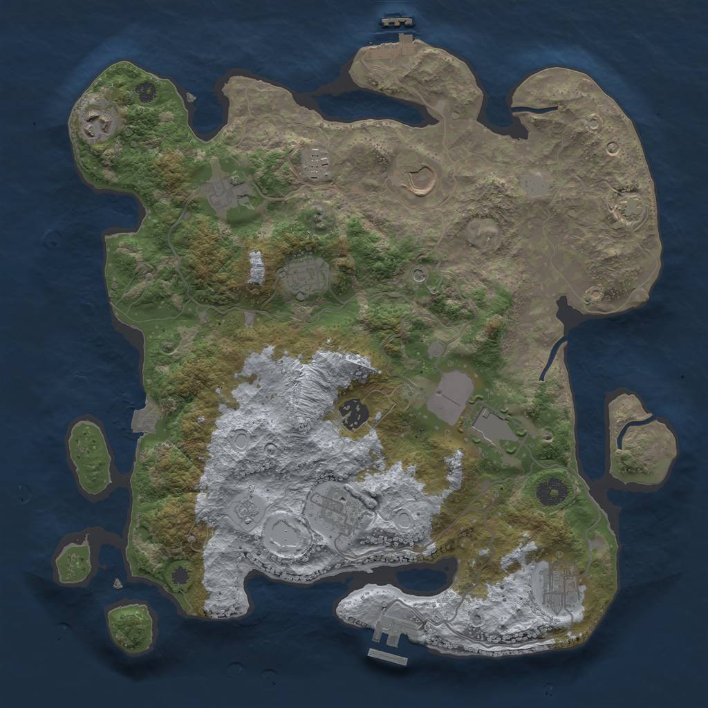 Rust Map: Procedural Map, Size: 3600, Seed: 15824, 17 Monuments