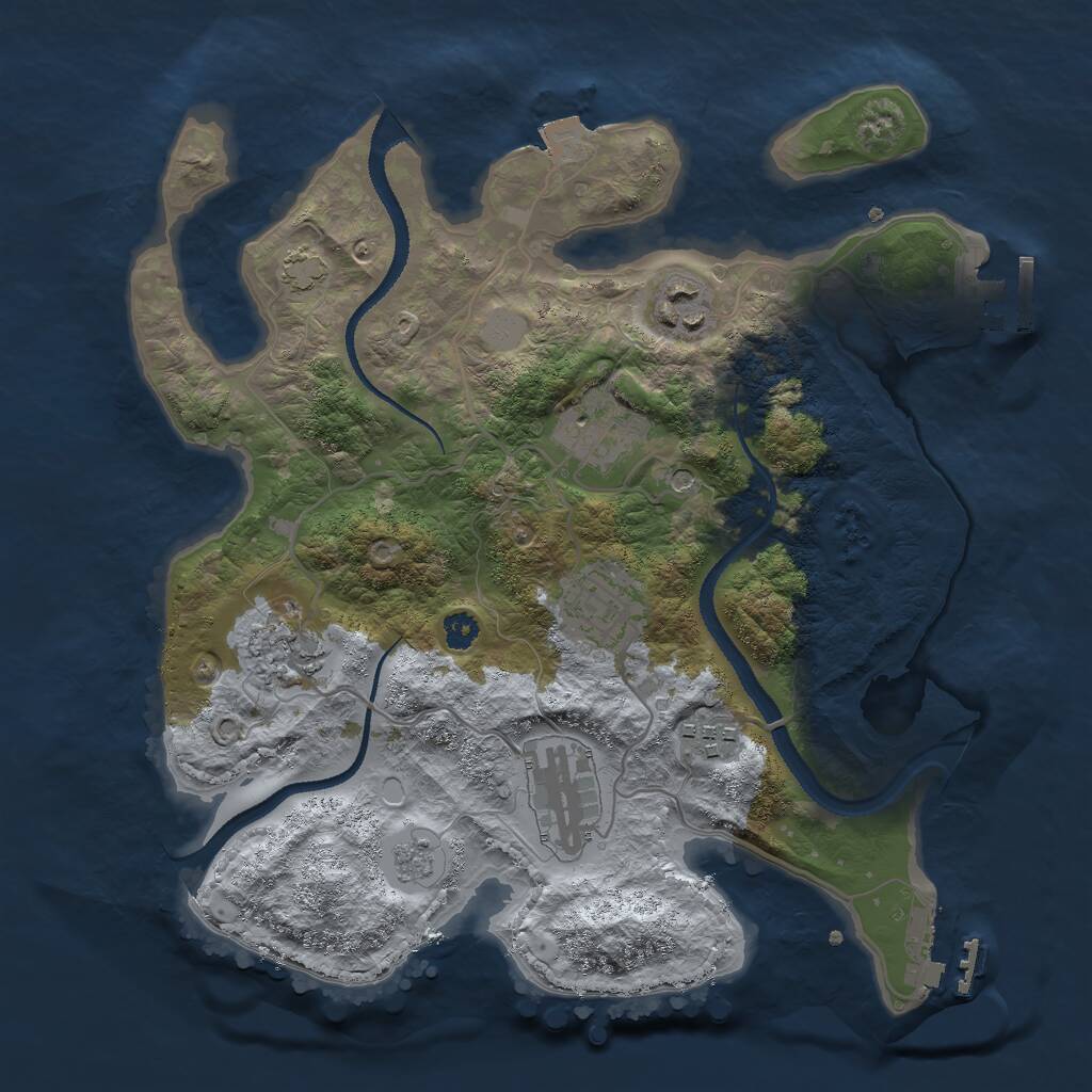 Rust Map: Procedural Map, Size: 3000, Seed: 11504, 12 Monuments