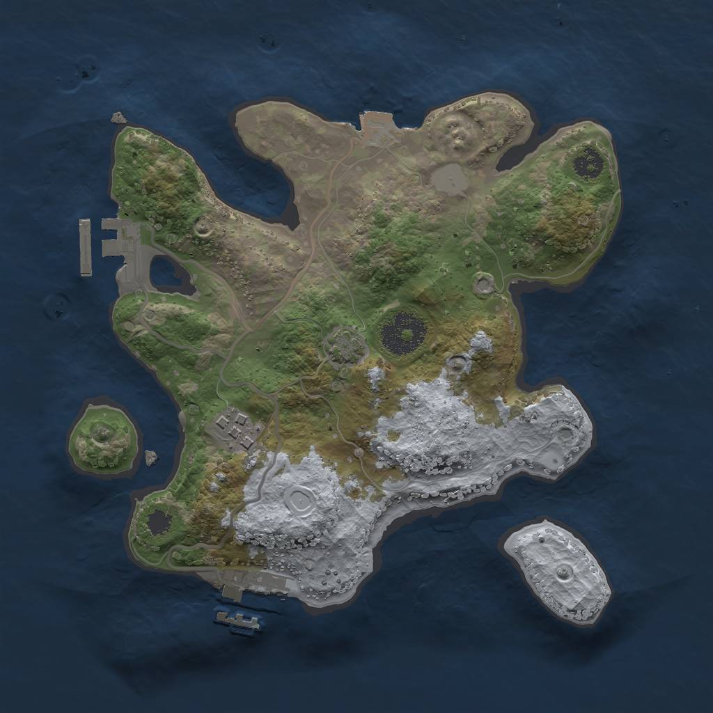 Rust Map: Procedural Map, Size: 2500, Seed: 691524068, 7 Monuments