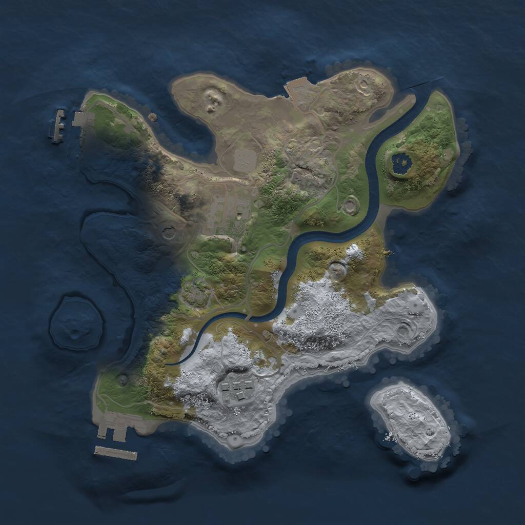 Rust Map: Procedural Map, Size: 2500, Seed: 691524068, 7 Monuments