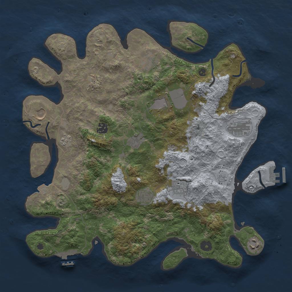 Rust Map: Procedural Map, Size: 3850, Seed: 69519490, 19 Monuments