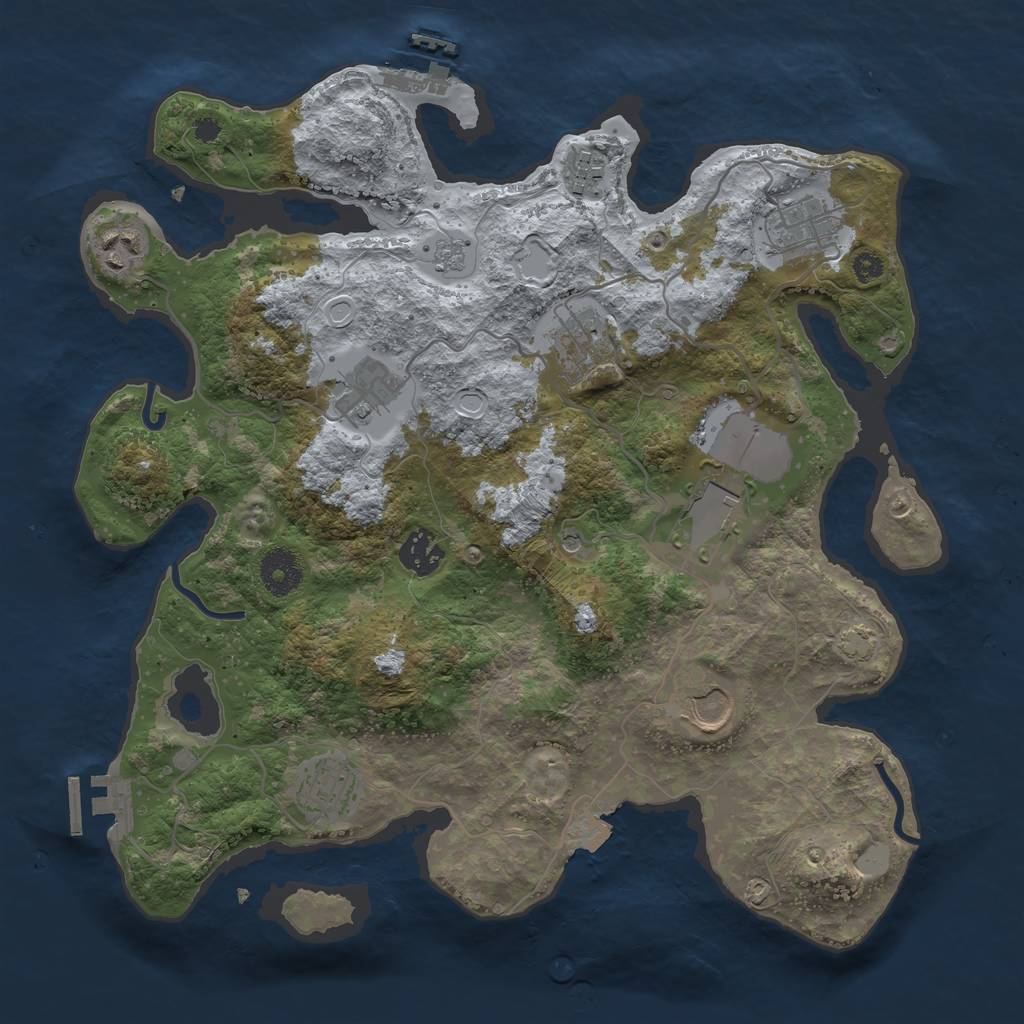 Rust Map: Procedural Map, Size: 3500, Seed: 491824276, 17 Monuments